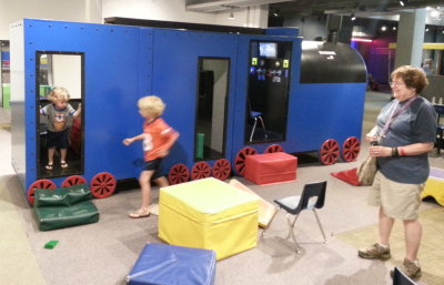 On the afternoon of the Fourth, we went to the Adventure Science Museum. It was hard to get a good photo of the boys because they were always moving.