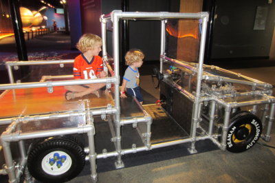 Pierce and Max on the invisible truck.