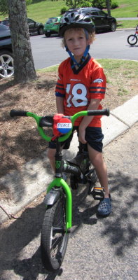 Pierce got a name tag for his bike.