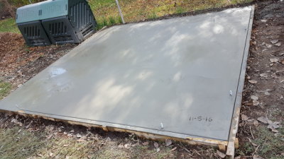 Carlos suggested we write in the concrete or put in our hand prints, so we put the date, as we have on other projects.
