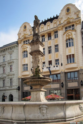 Maximilian Fountain in the Main Square in Old Town Bratislava