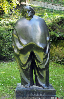 Statue of Croatian writer Miroslav Krleza at the bottom of Tuskanac, Zagreb, Croatia