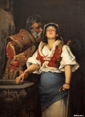 Blind Girl in a Church, 1888, Anton Aron, 1859-1920