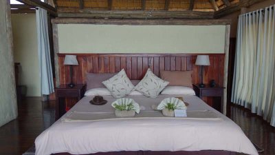 Luxurious bed at Kwando Lagoon Camp, Botswana