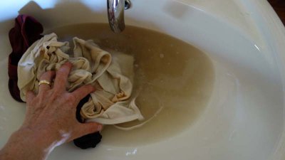 Washing clothes after 6 days of camping