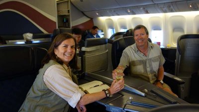 Our miles got us to FIRST CLASS for one leg of the journey home