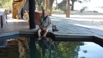 Relaxing by the plunge pool