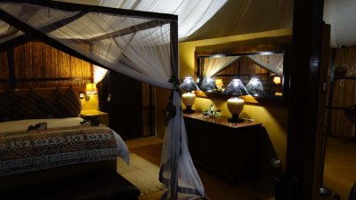 Honeymoon tent at night