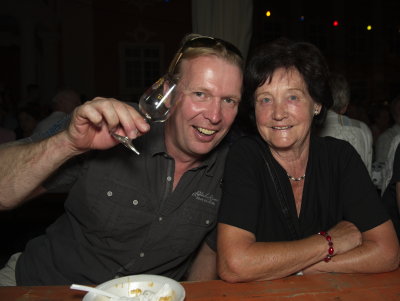 One of the two ladies of Oswald, our table neighbor who was upset not being able to sing, restricted to drinking in silence.