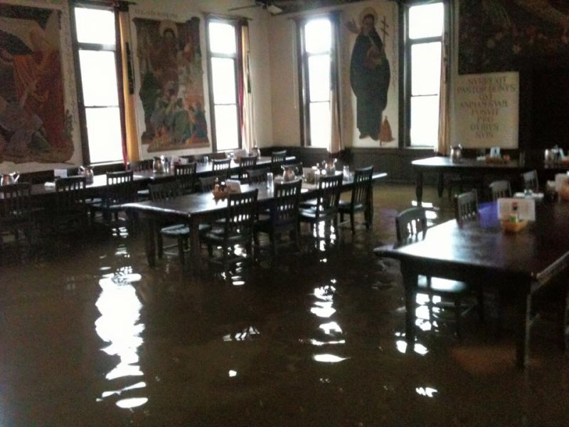 Monks Refectory as the water begins to Rise from the Bogue Falaya River