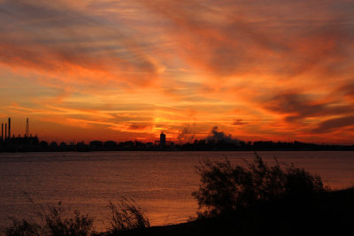 Winter Sunset on the Mississippi River