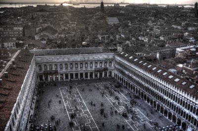 De Marco square at dusk - view from clock tower
