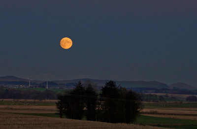 Evening moon over Lanarkshire