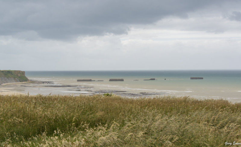 remains of the artificial harbor outside Arromanches