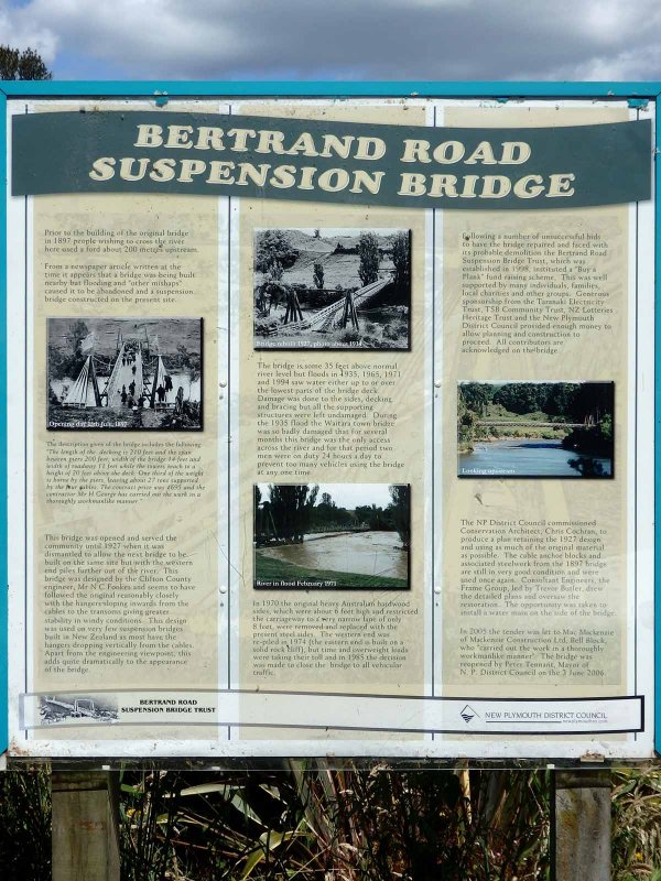 Bertrand Road Suspension Bridge History