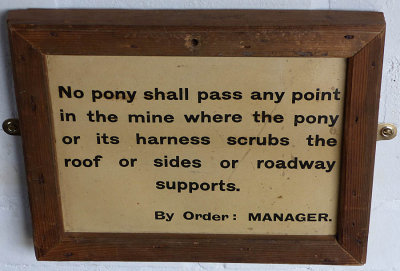 Notice in pit pony stable
