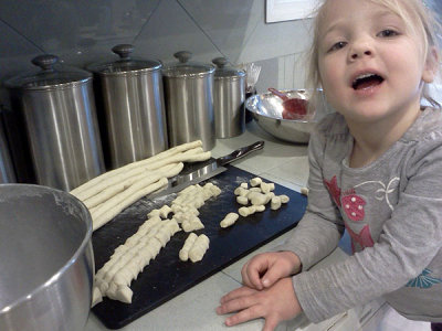 Kitchen helper with homemade gnocchi
