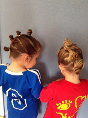 Matching crazy hairdos