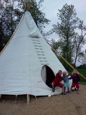 Our campsite in western Minnesota is a tipi tent