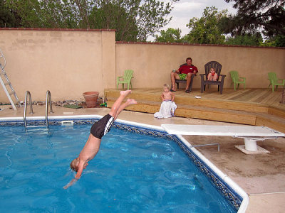 Simon practices his diving