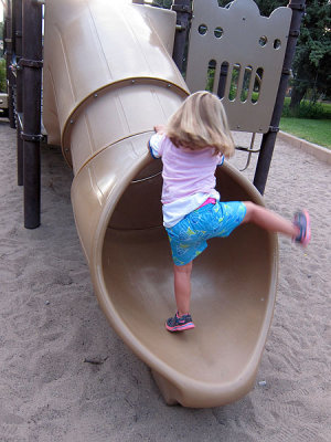 Aggressive climbing #2: up the outside of the slide