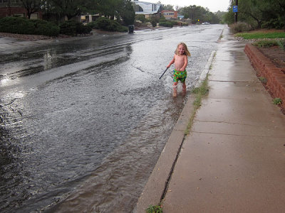 Perfect weather for curbside wading adventures
