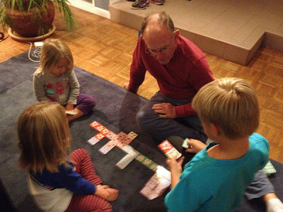 Playing dominoes with Papa