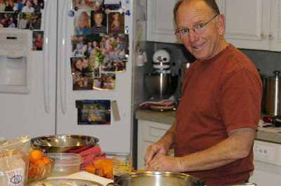 Papa cooks a delicious dinner
