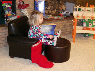 Annie in her new reading chair