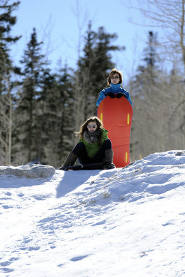 The Dawson girls decide to go down the tallest slope