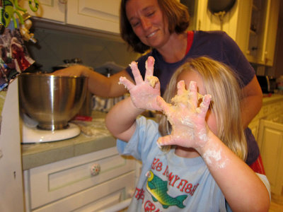 Sticky fingers after making bread