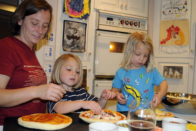 Daddy made pizza for Annie's bday dinner