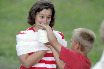 Family reunion game: wrap your mom with toilet paper.