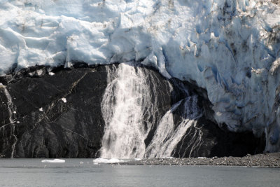 Waterfall under glacier
