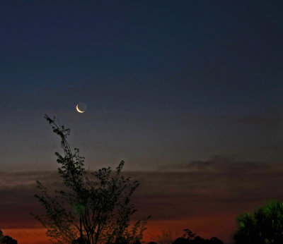 parking lot moonrise dawn