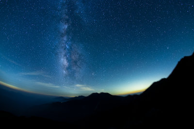 The Galaxy and Minami Alps Mountains, Japan