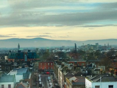 6.1.2016. Dublin on a misty morning, shot through a dirty window