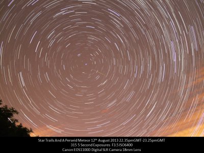 STAR TRAILS AND A PERSEID METEOR 12th AUGUST 2013.jpg