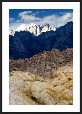 Mt. Whitney in the background with the Alabama Hills in front