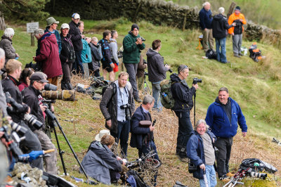 Spectators and their cameras at the 70th Anniversary of the Dams Raid flypast at Derwent Reservoir.