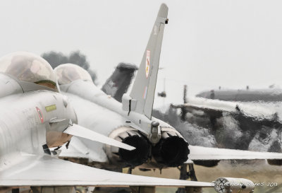 Britsh and Itlaian Typhoons taxy, and contribute to the heat haze