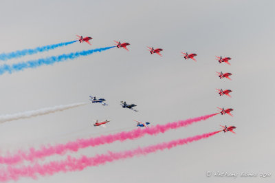 50th Anniversary of the Red Arrows; fly-past with representatives of four other national teams