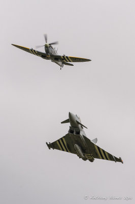 BBMF Spitfire and RAF Typhoon pair