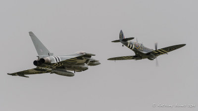 BBMF Spitfire and RAF Typhoon pair