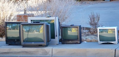 Week 4 - five tvs on sidewalk by Kaile