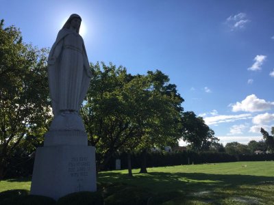 Backlit statue