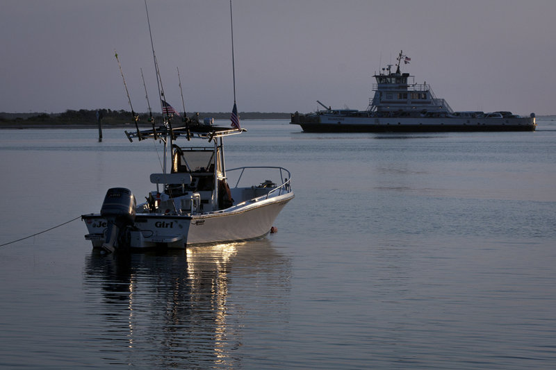Anhored Jersy Girl and Hatteras Ferry