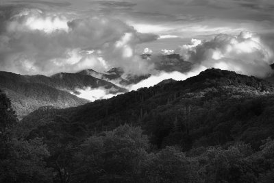 Clouds and Scattered Sunlight Over The Smoky Mountains: North Carolina 