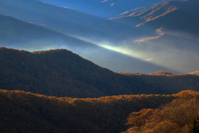 Light Rays And Ground Fog Viewed From Waterrock Knob