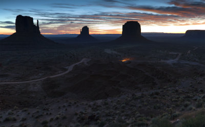 Daybreak In Monument Valley And Valley Drive